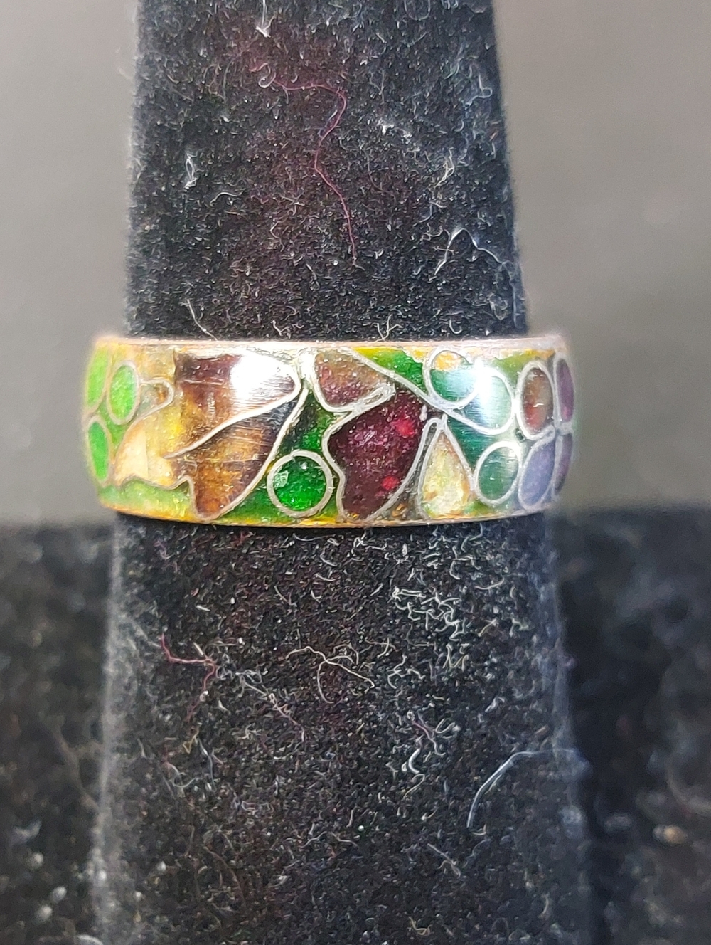 Meekakari Enamel Ring w/Floral Pattern